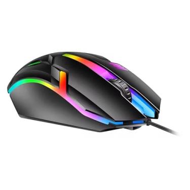 Imagem de Mouse Gamer com Fio RGB 1000dpi USB Iluminação LED Colorida Design Ergonômico e Leve Plug and Play Compatível com Windows Mac OS Linux