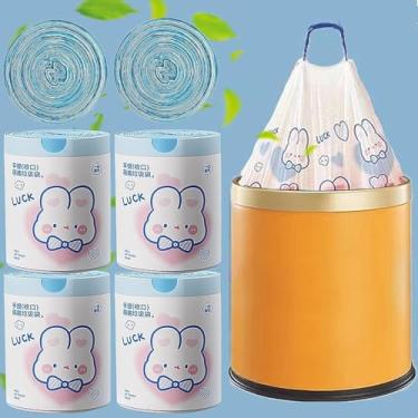 Imagem de 150 sacos de lixo com cordão, saco de lixo engrossado padrão de desenho animado sacos de lixo sem cheiro para cozinha, banheiro, forros de lixo de escritório (45 * 41 cm)