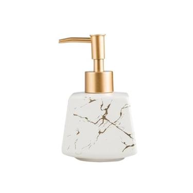 Imagem de Dispensadores de sabonete, frasco criativo de cerâmica, loção de cozinha, máquina de lavar louça, dispensador de sabão líquido tipo prensa para cozinha, banheiro (branco)