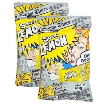 Imagem de Kit 2 Bala Super eda Sour Lemon Sabor Limão Happy Time 60G