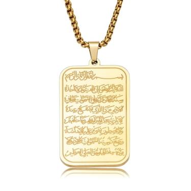 Imagem de WETMT Colar Allah para homens mulheres ouro Allah colar pingente muçulmano prata islamismo árabe Eid Ramadan colar moderno acessórios de joias elegantes, Large, Liga de aço, Sem Pedra Preciosa