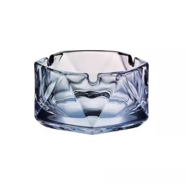 Imagem de Cinzeiros de cigarros Cinzeiro de vidro para ambientes internos e externos Cinzeiro de charuto Cinzeiro legal Cinzeiro bonito Cinzeiro em forma de seis diamantes Cinzeiro externo (Aqua)
