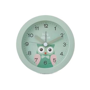 Imagem de x3anggyt5 Despertador para quarto despertador silencioso varredura segundos temporizador soneca desenho animado pequeno despertador com luz sem tique-taque relógio de mesa alto (verde)