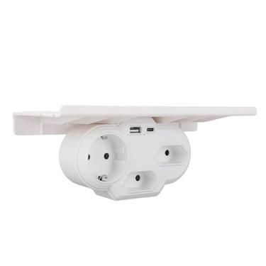 Imagem de Luocute Extensor de Tomada de Parede Com Prateleira, Protetor contra Surtos 3 Tomadas CA 2 Portas USB 1 Tipo C, Faixa de Energia para Dormitório Doméstico