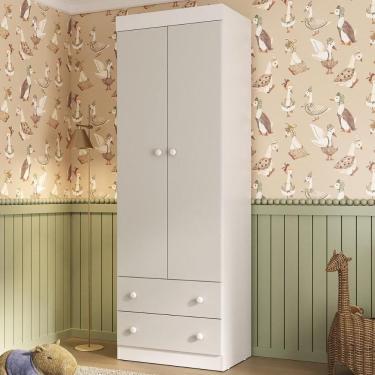 Imagem de Guardaroupa Infantil 62cm 2 Portas E 2 Gavetas Encanto Multimóveis Mp4446 Brancooff White