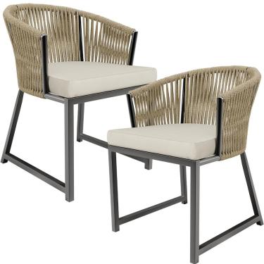 Imagem de Kit 02 Cadeiras Decorativas Para Área Gourmet Cozinha Corda Náutica Bethari D04 Bege - Lyam Decor