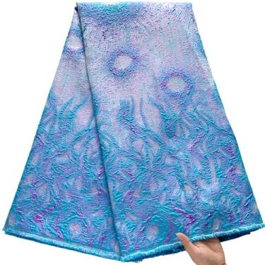 Imagem de ZhenGuiRu Tecido de renda africana 5 metros, tecido de renda brocado jacquard bordado francês para costura de festa de casamento