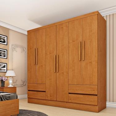 Imagem de Roupeiro Oregon 6 Portas Sem Espelho E 4 Gavetas Tcil Cor:cinamomo