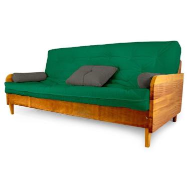 Imagem de Sofá Cama Paris Sarja Verde Bandeira Madeira Maciça Alto Padrão