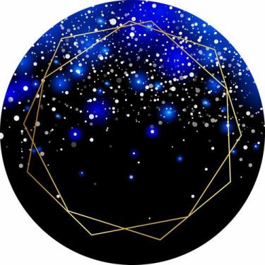 Imagem de Painel de Lona Redondo  Chuva de Glitter Azul e Geometrico - Fabrika D