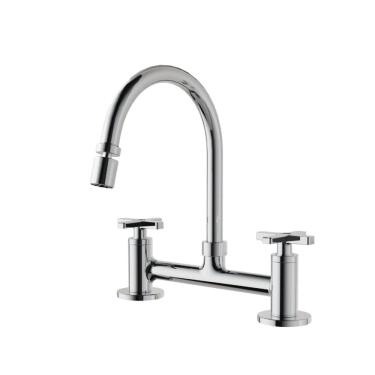 Imagem de Torneira Geométrica Duplo Comando Bica Alta Cilíndrica Cromado