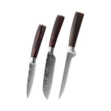 Imagem de Conjunto De Facas De Chef Profissionais Em Aço Inoxidável Damasco a La