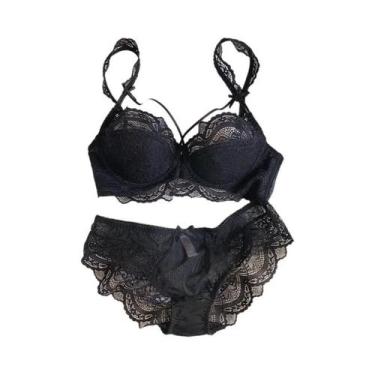 Imagem de Conjunto De Bralette De Renda Para Seios Pequenos Com Alças Removíveis