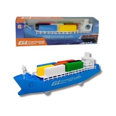 Imagem de Brinquedo Barco Navio Grande Cargueiro A Fricção Container - Ddg Toys