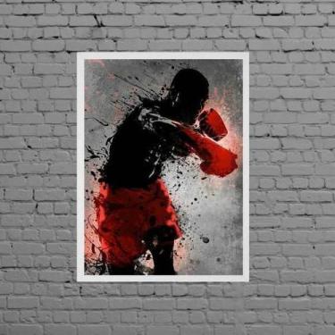 Imagem de Quadro Decorativo Lutador De Boxe 33X24Cm - Com Vidro - Quadros On-Lin