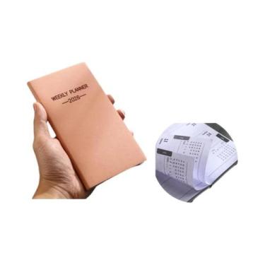 Imagem de Agenda Diária A6 Em Couro Cor Morandi 2026 Com 64 Folhas Finas E Plane