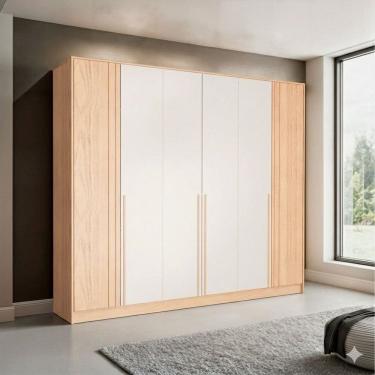 Imagem de Guarda-roupa Casal 6 Portas Marseille Carvalho Marrom / OFF White