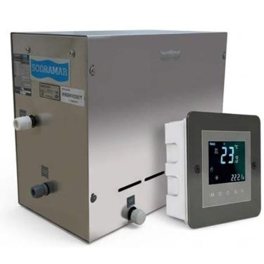 Imagem de Sauna a Vapor Steam Inox 12kw Mono com Comando Touch Wifi 12kw Steam Inox 220V SODRAMAR
