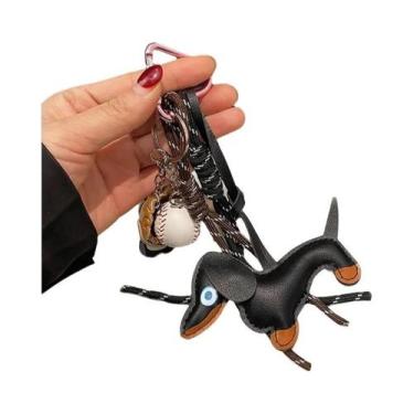 Imagem de Pingentes Vintage De Couro Marrom Com Design De Cachorro Salsicha Para