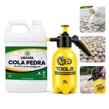 Imagem de Cola Pedra 5 Litros Com Pulverizador 2L Fixador De Pedras Jardim - Vbr