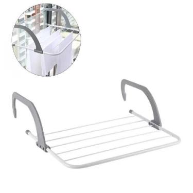 Imagem de Varal portatil de sacada suporte seca roupa dobravel branco - Yeet