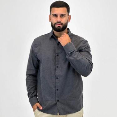 Imagem de Camisa Sibra Flanela Manga Longa Slim Masculina, 1, Chumbo
