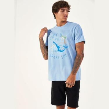 Imagem de Camiseta Colcci Shark Side Masculina Azul Etereo, Azul, M