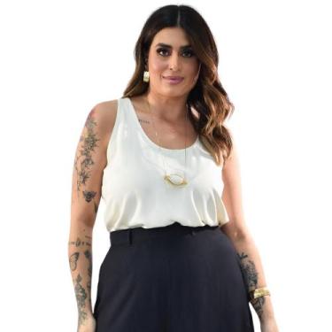 Imagem de Regata Barra Arredondada Viscose Crepada Plus Size 42 Ao 52 - Sutsen, 