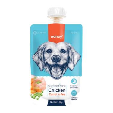 Imagem de Petisco Cremoso para Cães Wanpy Sachê de Frango , Cenoura e Ervilha 90