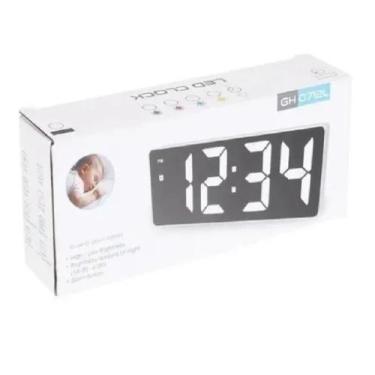 Imagem de Relogio Digital Led LCD Brilha Portatil Cabeceira Mesa Espelhado Hora 