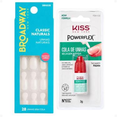 Imagem de Kit Kiss New York: Unhas Postiças Quadrado Curto Courage e Cola De Unh