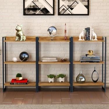 Imagem de Kit 2 Estantes para Livros Industrial 3 Prateleiras 104CMX60CM Active 