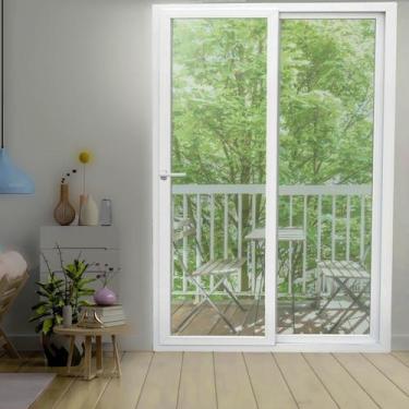 Imagem de Porta de PVC de Correr 210x150cm com 2 Folhas e Vidro Liso Temperado c