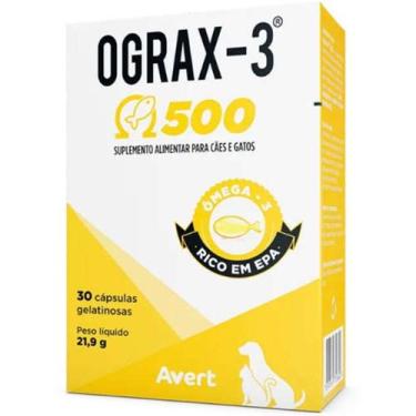 Imagem de Suplemento Avert Ograx-3 500 para Cães e Gatos - 90 Cápsulas