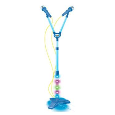 Imagem de Brinquedo Microfone Duplo Infantil Pedestal - DM Toys, Azul