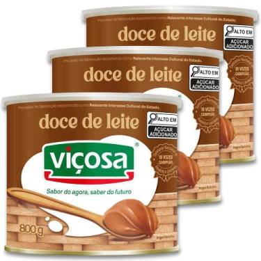 Imagem de Doce de Leite Mineiro Puro Viçosa Kit 3 unidades de 800g - 11456, Viço