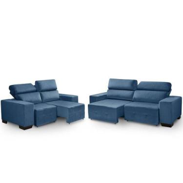 Imagem de Sofa Retratil E Reclinavel 2 E 3 Lugares Viena Azul A92 - Luapa