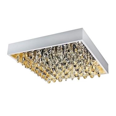 Imagem de Plafon Lusso 8 Halogena G9 40w 470x470x110mm New Line, 320w 110v Branco Com Dourado Médio
