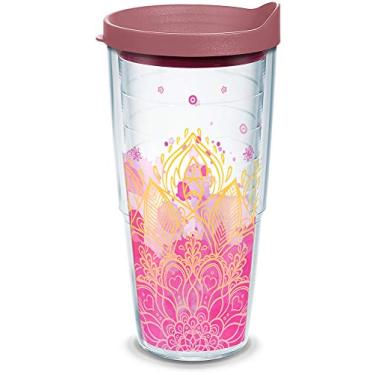 Imagem de Tervis Feito nos EUA com paredes duplas Yoga Lotus Flower Copo isolado mantém as bebidas frias e quentes, 700 ml, transparente