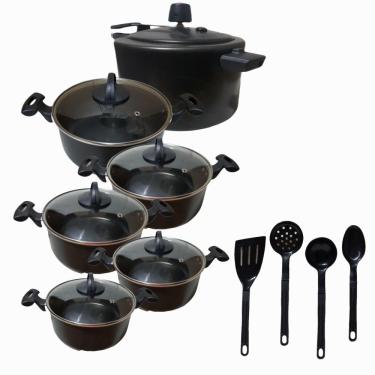 Imagem de Conjunto Teflon Preto Antiaderente Com 10 Peças