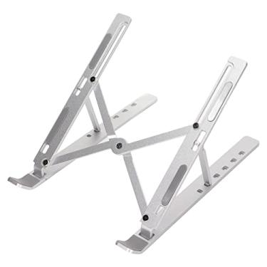Imagem de Suporte de metal para laptop, altura ajustável, antiderrapante, almofadas de borracha dobrável compacto leve para laptops de 10 a 15,6 polegadas (prata)