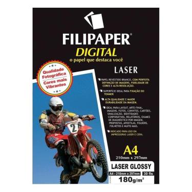 Imagem de Papel Fotográfico A4 Filipaper Laser Glossy Pro 180G 30F