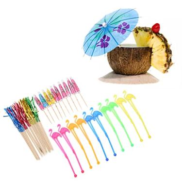 Imagem de Guarda-chuvas de bebida, 20 guarda-chuvas de bebida de coquetel, 40 palitos de borla de bambu, 20 palitos de flamingo, acessórios de bebida de coquetel requintados para decorações de festas, bares