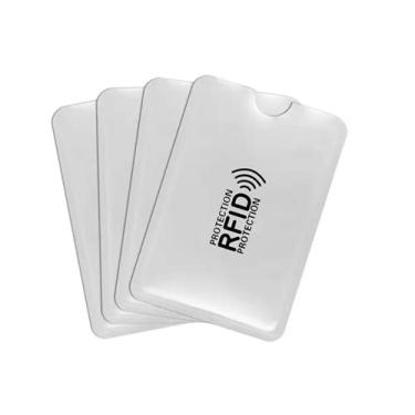 Imagem de kit Com 5 Porta Cartão Anti Fraude Por Compra Por Aproximação Contactless Anti RFID/NFC Trava Sinal De Transmissão (prata)