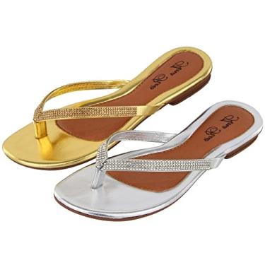 Imagem de Kit 2 Chinelos Rasteirinha Feminina Strass Confort Leve