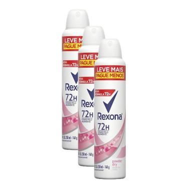 Imagem de Kit 3 Desodorantes Antitranspirante Aerosol Feminino Rexona Powder Dry 72 Horas 250ml