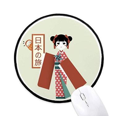 Imagem de DIYthinker Tapete de mouse tradicional japonês local menina desktop escritório tapete redondo para computador