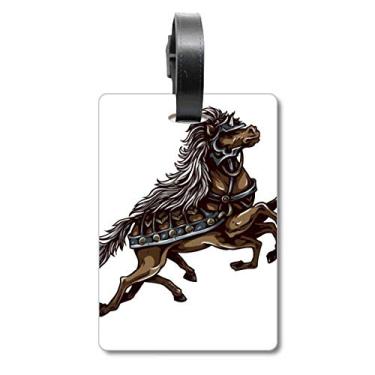 Imagem de Armadura de cavalo correndo arte animal bolsa etiqueta de bagagem cartão pendurado etiqueta de etiqueta, Multicolorido.