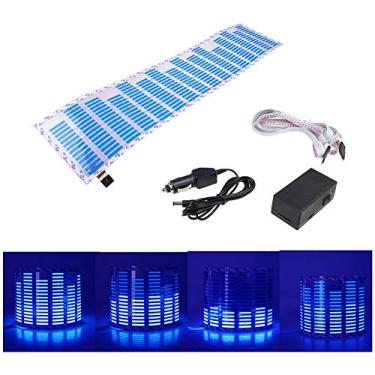Imagem de WONFAST Adesivo de carro ativado por batida de música sonora, equalizador, cubo azul, luz de flash LED, lâmpada de ritmo de voz de áudio (90 x 25 cm)