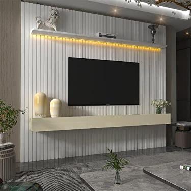 Imagem de Estante Home Ripada para Tv até 84 Polegadas com Led Nobre 230cm Gelius Móveis Ripado Branco/off White